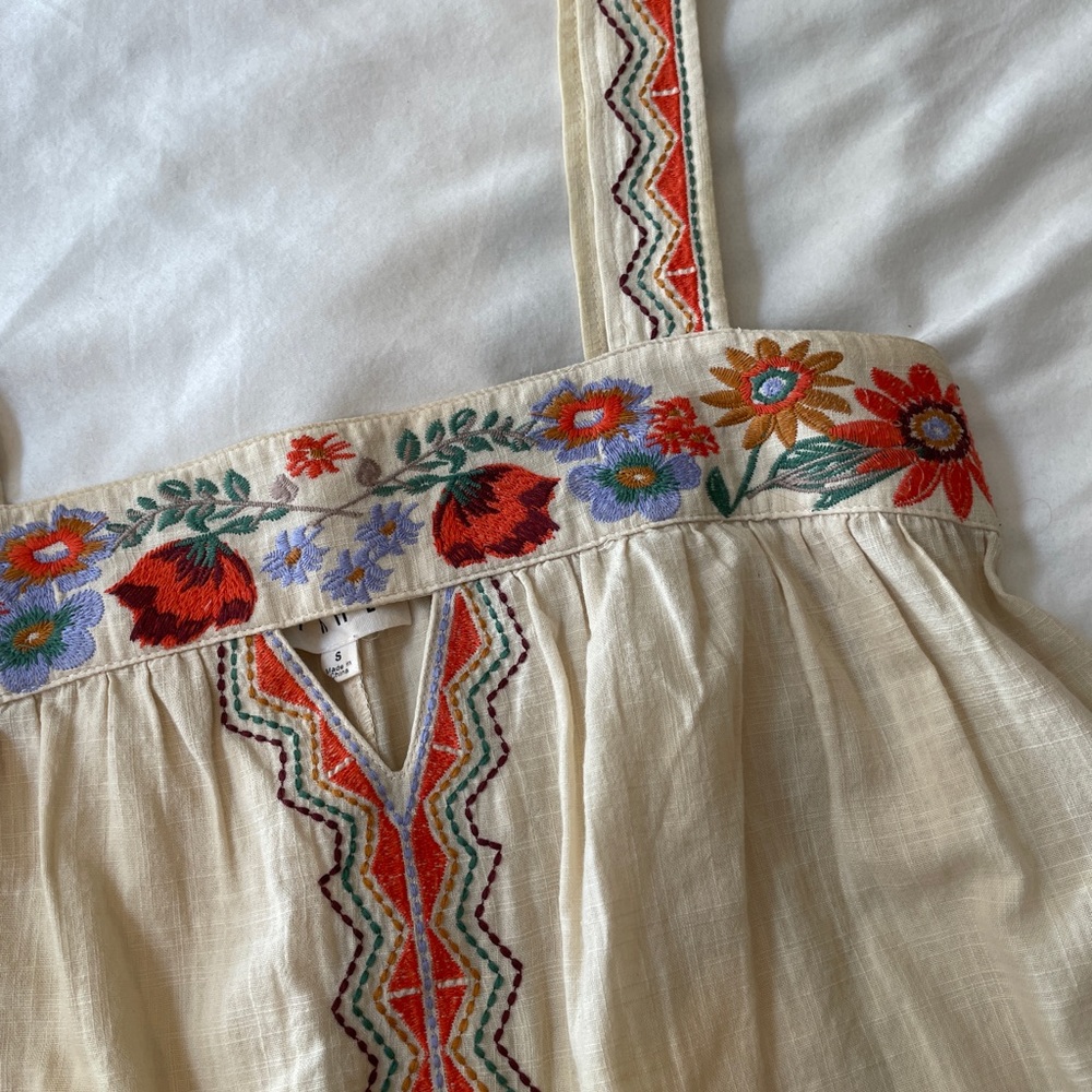 THML Cream Tank with embroidery